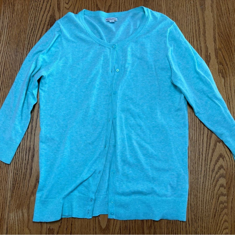 Merona Seafoam Lightweight Button-Up Cardigan